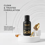 Blunt Essential Gold CBD:THC 1:7 oil bottle with dropper on a white background